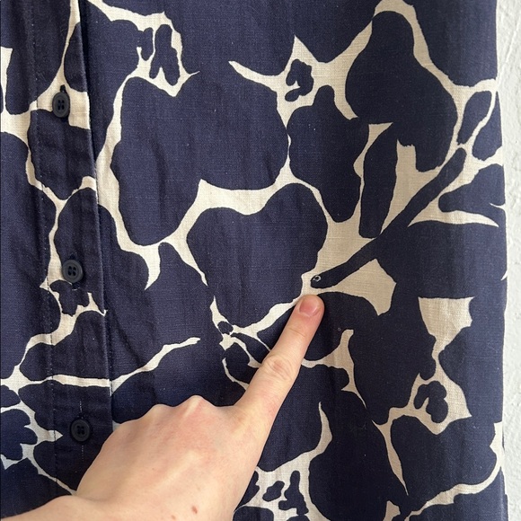 Power To My People Navy & Ivory Abstract Floral Banded v neck Midi Shirt Dress - Picture 8 of 8